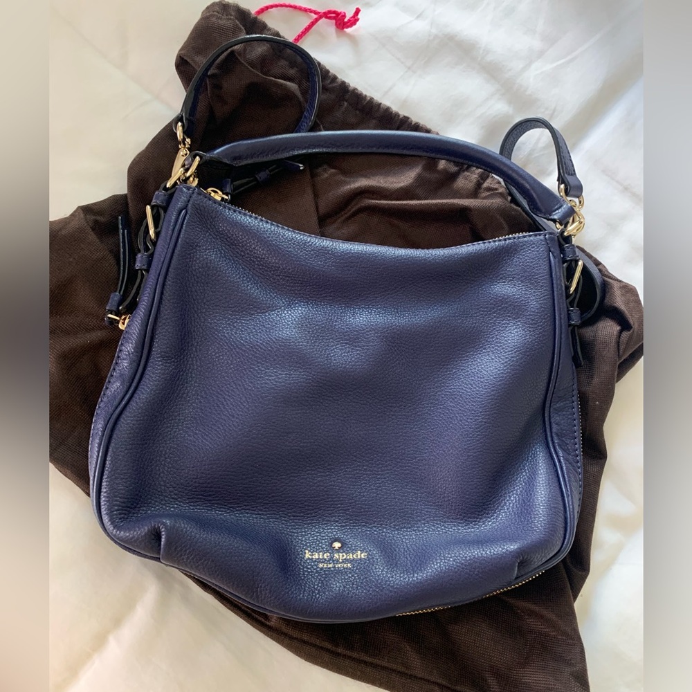 Kate Spade Pebbled Leather Shoulder/Crossbody Bag Blue - Like New